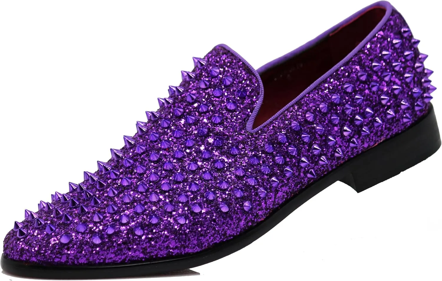 SPK70 Men's Vintage Spike Dress Loafers Slip On Fashion Shoes Classic Tuxedo Dress Shoes