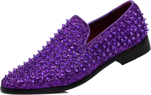 SPK70 Men's Vintage Spike Dress Loafers Slip On Fashion Shoes Classic Tuxedo Dress Shoes