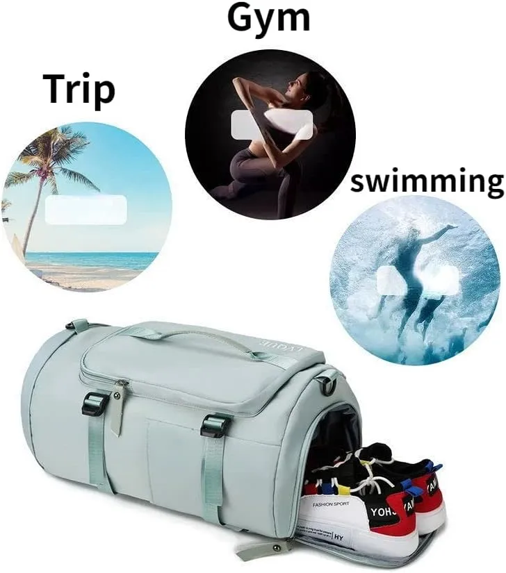 Sports Duffel Bag for Men and Women Shoulder and Crossbody Gym Bag for Short Trips Waterproof Travel Luggage Tote (Blue)