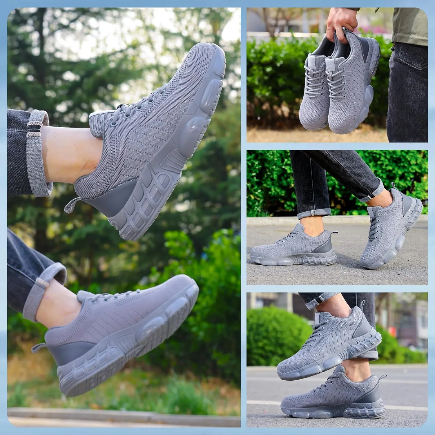 Steel Toe Shoes for Men Lightweight Work Shoes Safety Shoes Air Cushioned Steel Toe Sneakers Indestructible Steel Tennis Toe Shoes Construction Industrial Work Safety Sneakers