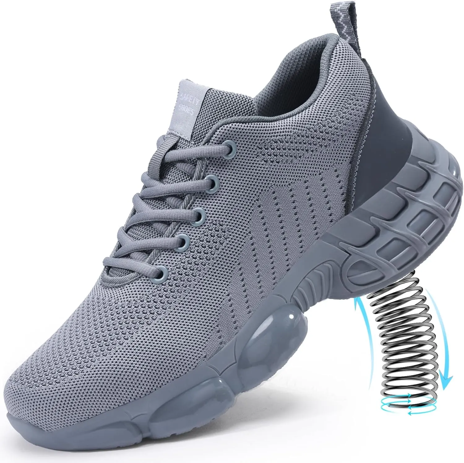 Steel Toe Shoes for Men Lightweight Work Shoes Safety Shoes Air Cushioned Steel Toe Sneakers Indestructible Steel Tennis Toe Shoes Construction Industrial Work Safety Sneakers