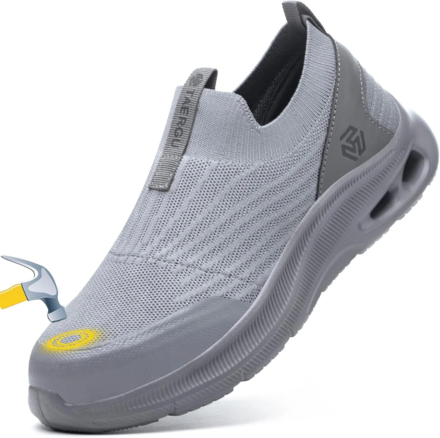 Steel Toe Shoes Men Lightweight Comfortable Work Shoes Slip On Safety Shoe Walking Sneakers Puncture Proof Loafers