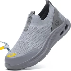 Steel Toe Shoes Men Lightweight Comfortable Work Shoes Slip On Safety Shoe Walking Sneakers Puncture Proof Loafers