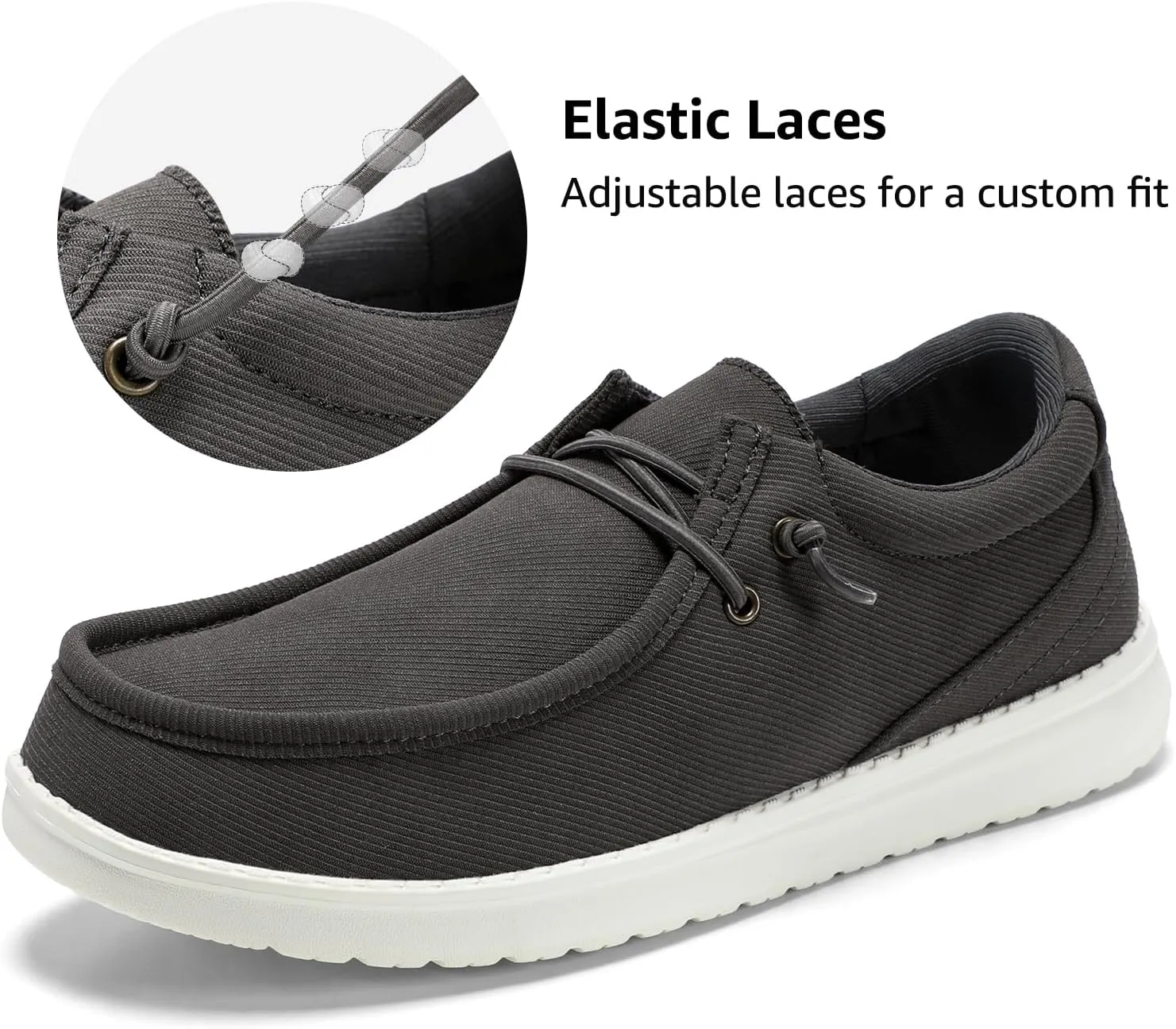 STQ Men's Orthopedic Lace up Loafers Ultralight Casual Boat Shoes with Arch Support