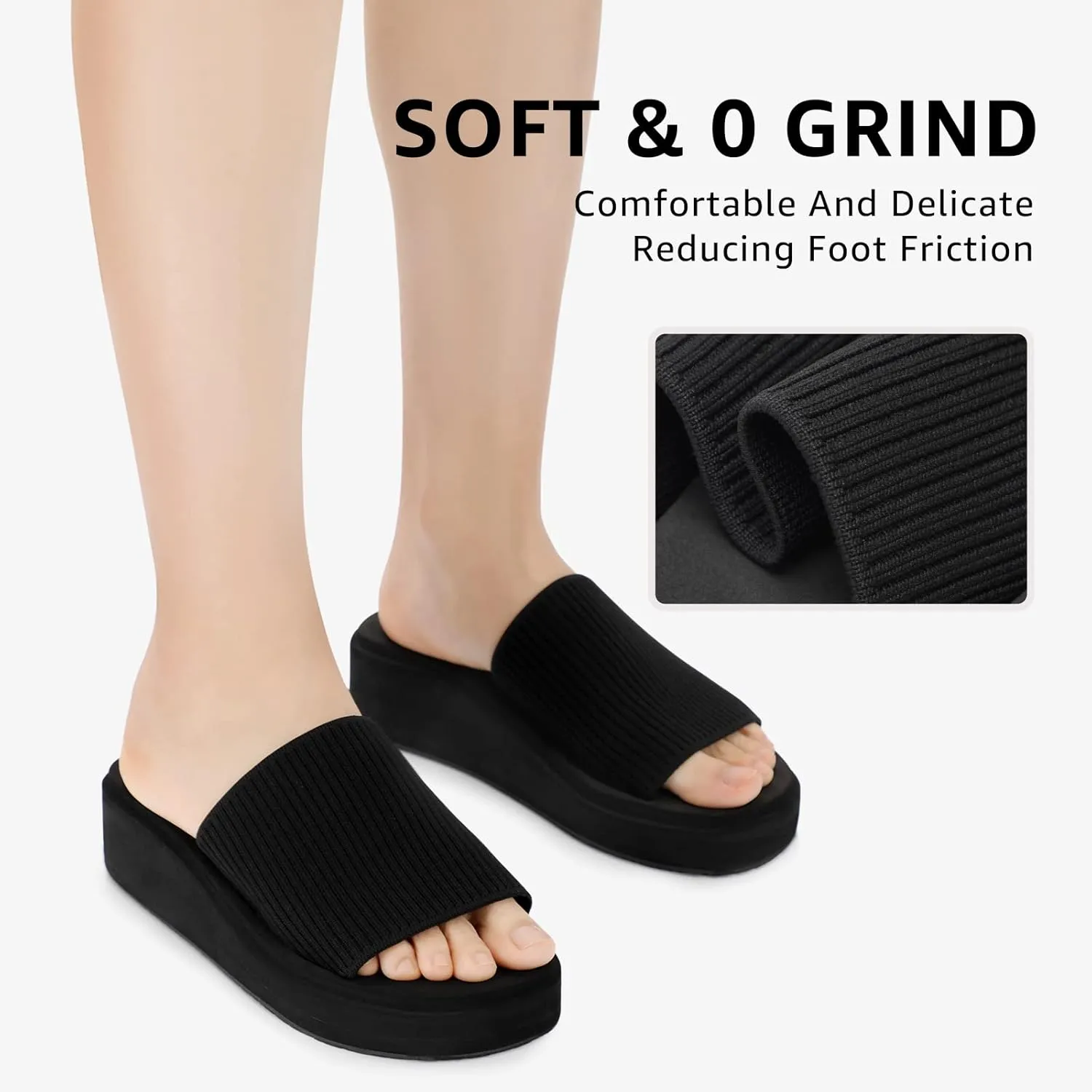 STQ Platform Sandals Women Cute Chunky Slides with Comfort Memory Foam