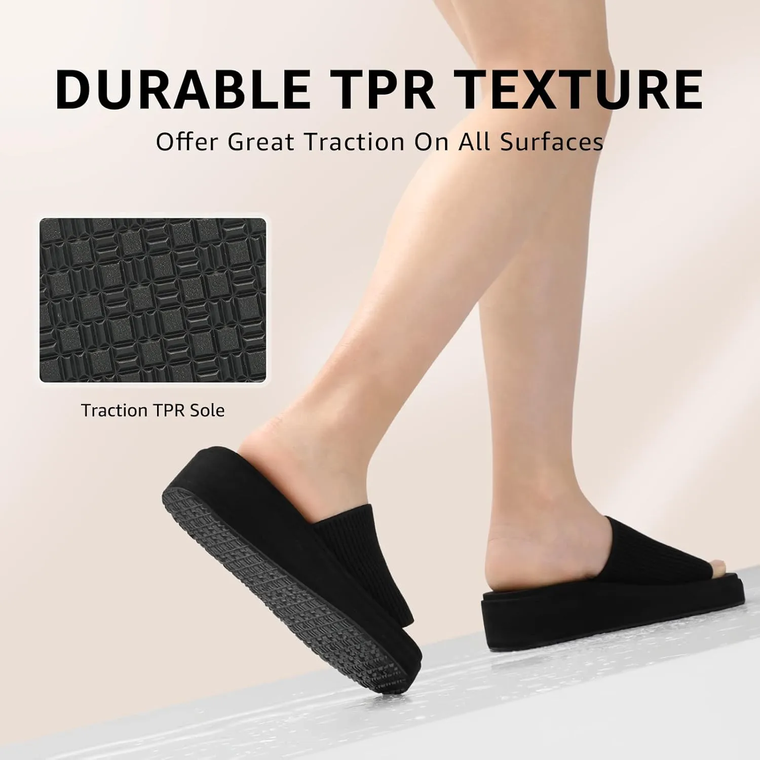 STQ Platform Sandals Women Cute Chunky Slides with Comfort Memory Foam
