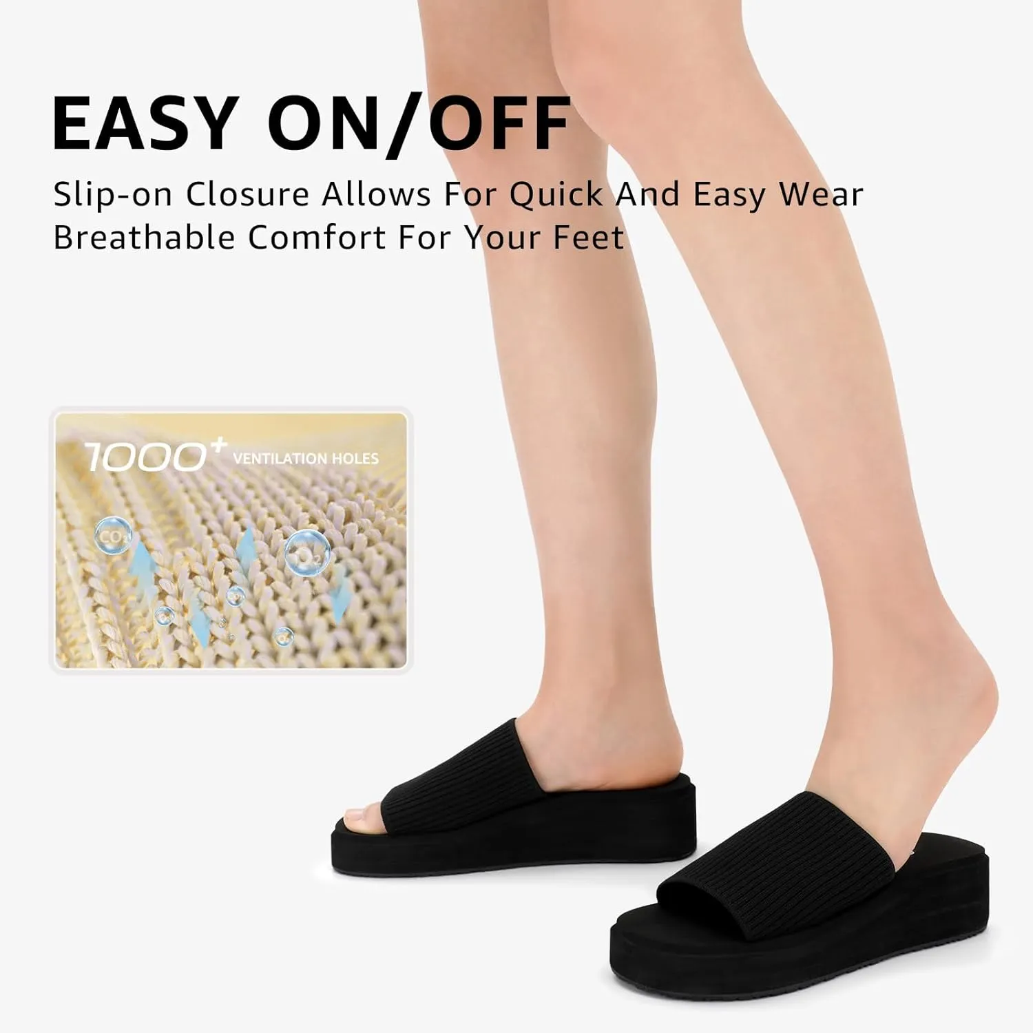 STQ Platform Sandals Women Cute Chunky Slides with Comfort Memory Foam