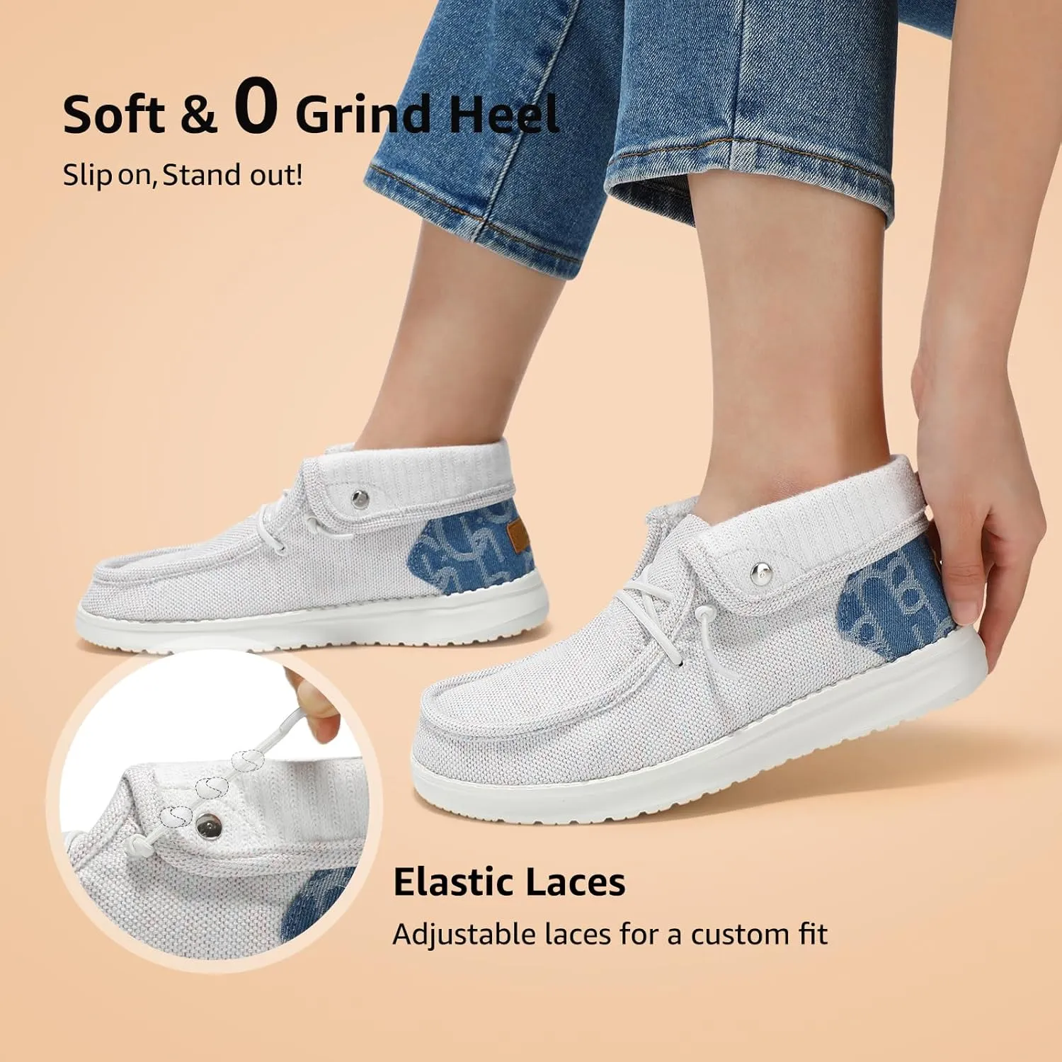STQ Slip on Orthopedic Shoes Ultralight Ankle Boots for Women's High Top Casual Loafers with Arch Support