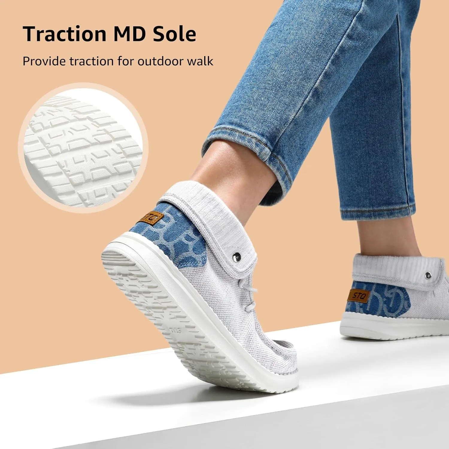 STQ Slip on Orthopedic Shoes Ultralight Ankle Boots for Women's High Top Casual Loafers with Arch Support