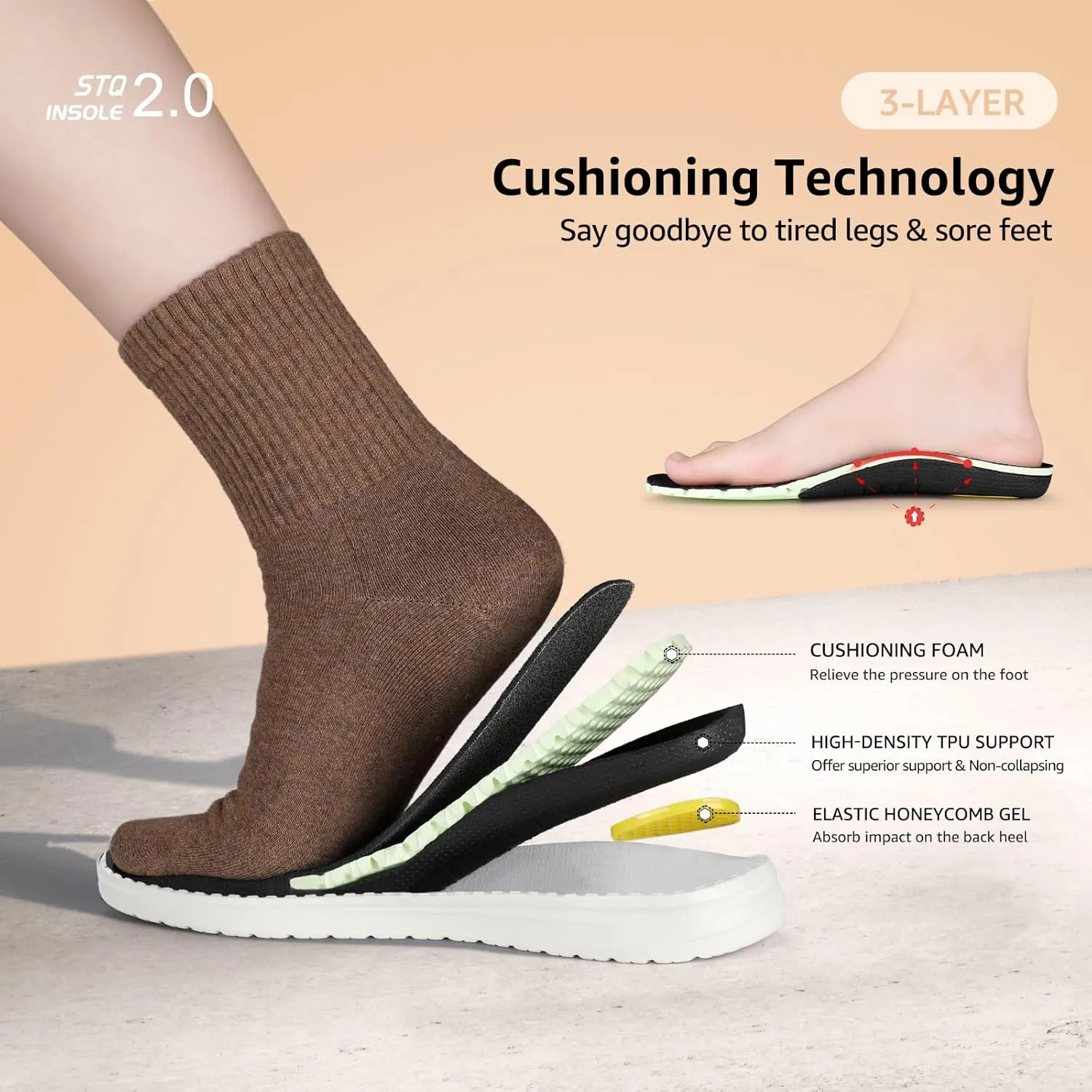 STQ Slip on Orthopedic Shoes Ultralight Ankle Boots for Women's High Top Casual Loafers with Arch Support