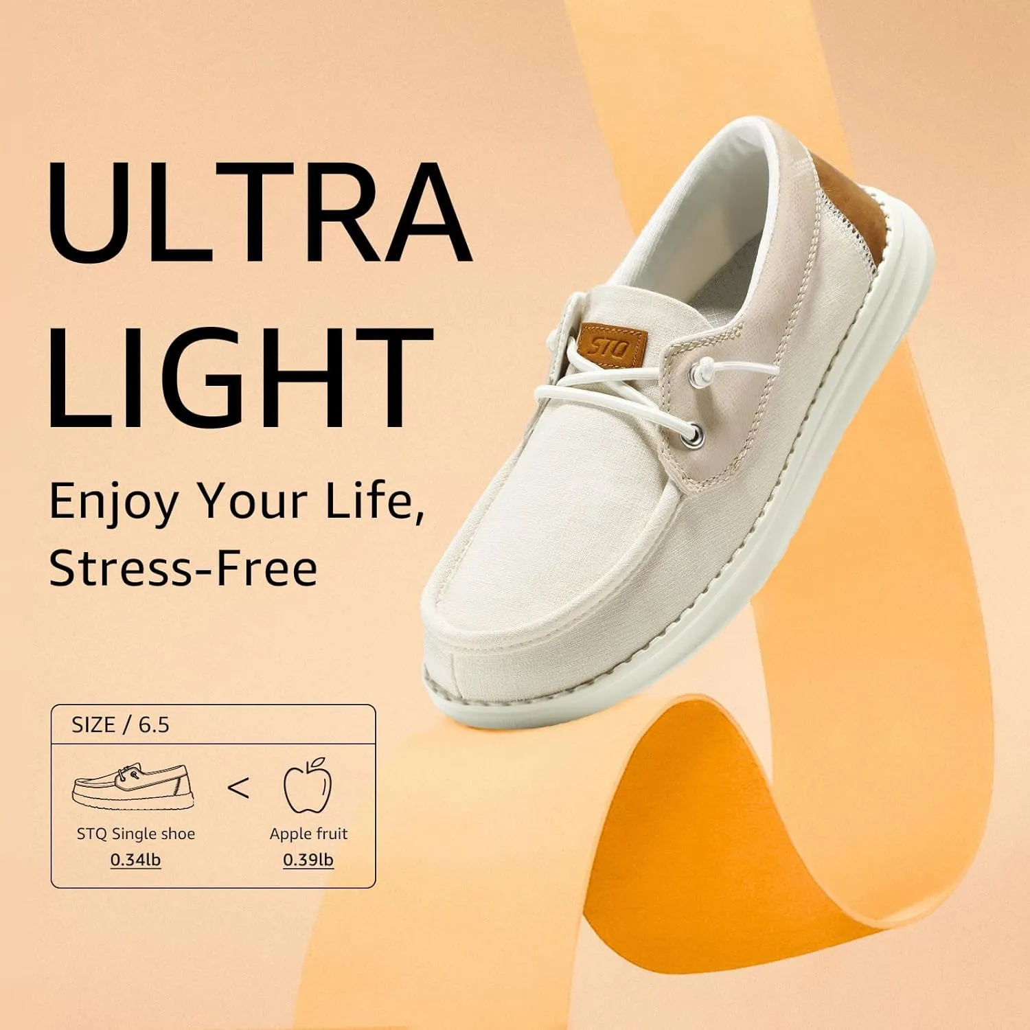 STQ Women's Boat Shoes with Orthopedic Insole Slip On Business Casual Shoes for Plantar Fasciitis Lightweight Loafers