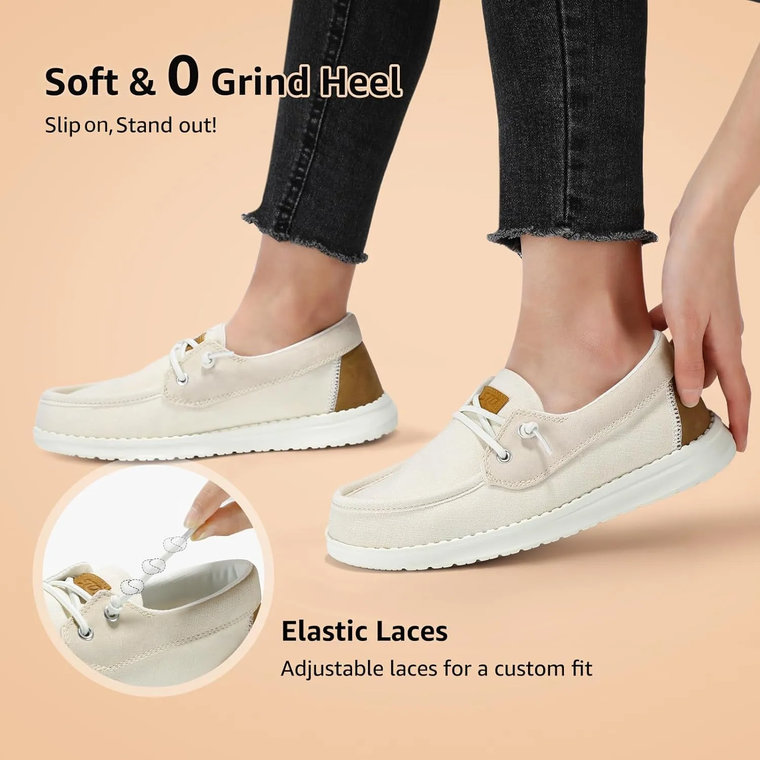 STQ Women's Boat Shoes with Orthopedic Insole Slip On Business Casual Shoes for Plantar Fasciitis Lightweight Loafers