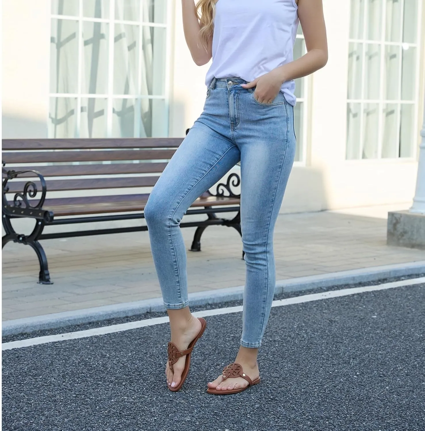 Stratuxx Kaze Flip Flops for Women with Memory Foam, Women's Flat Sandals Dressy Slide Sandals Comfortable Slippers for Women