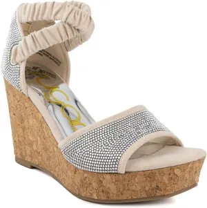 Sugar Women's Wedge Sandals – Ankle Strap Heels, Dressy Platform Open-Toe Shoes, Boho Peep-Toe Summer Pump - Chili