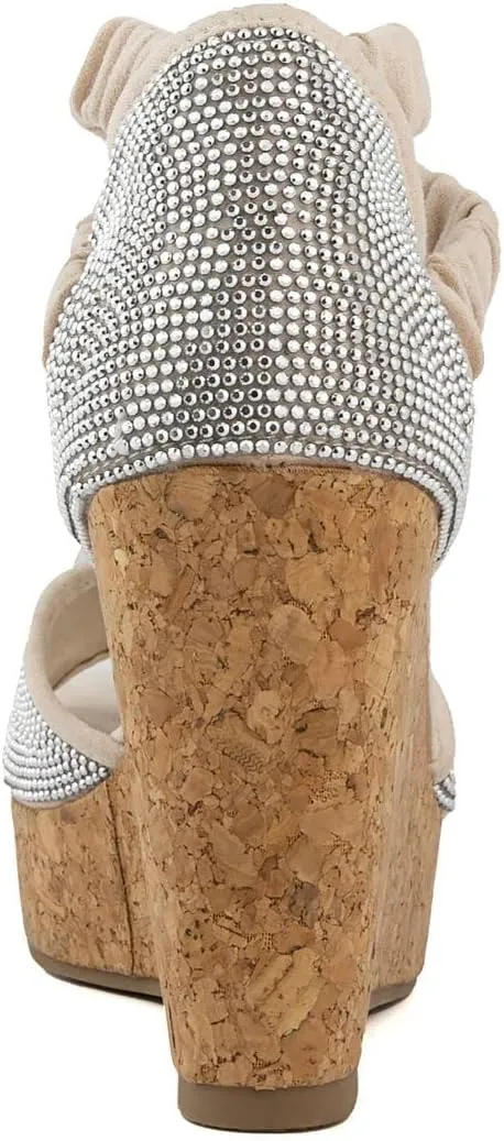 Sugar Women's Wedge Sandals – Ankle Strap Heels, Dressy Platform Open-Toe Shoes, Boho Peep-Toe Summer Pump - Chili