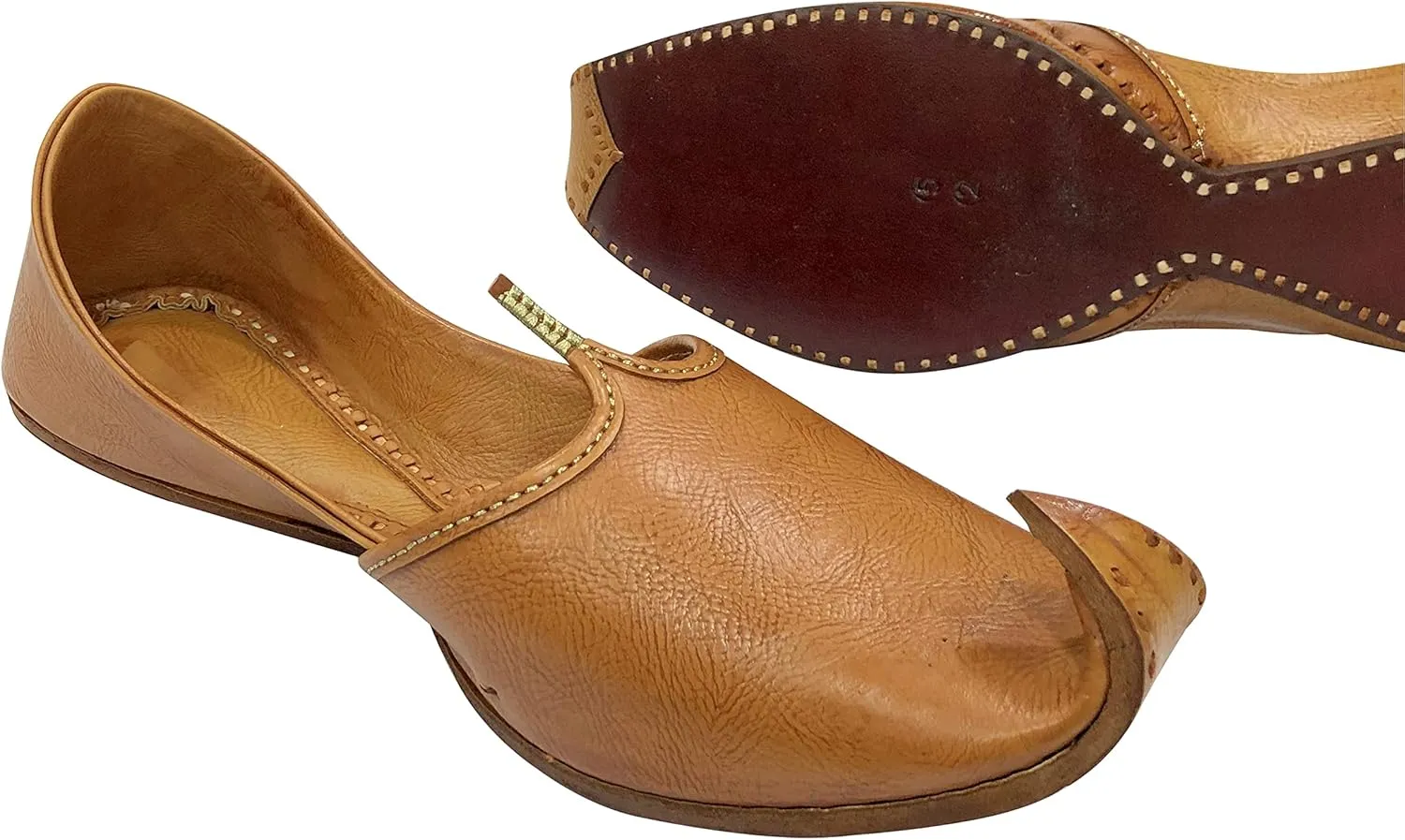 Tan Mens Khussa Shoes Mojari Ethnic Boho Rajasthani Jaipuri Punjabi Jutti