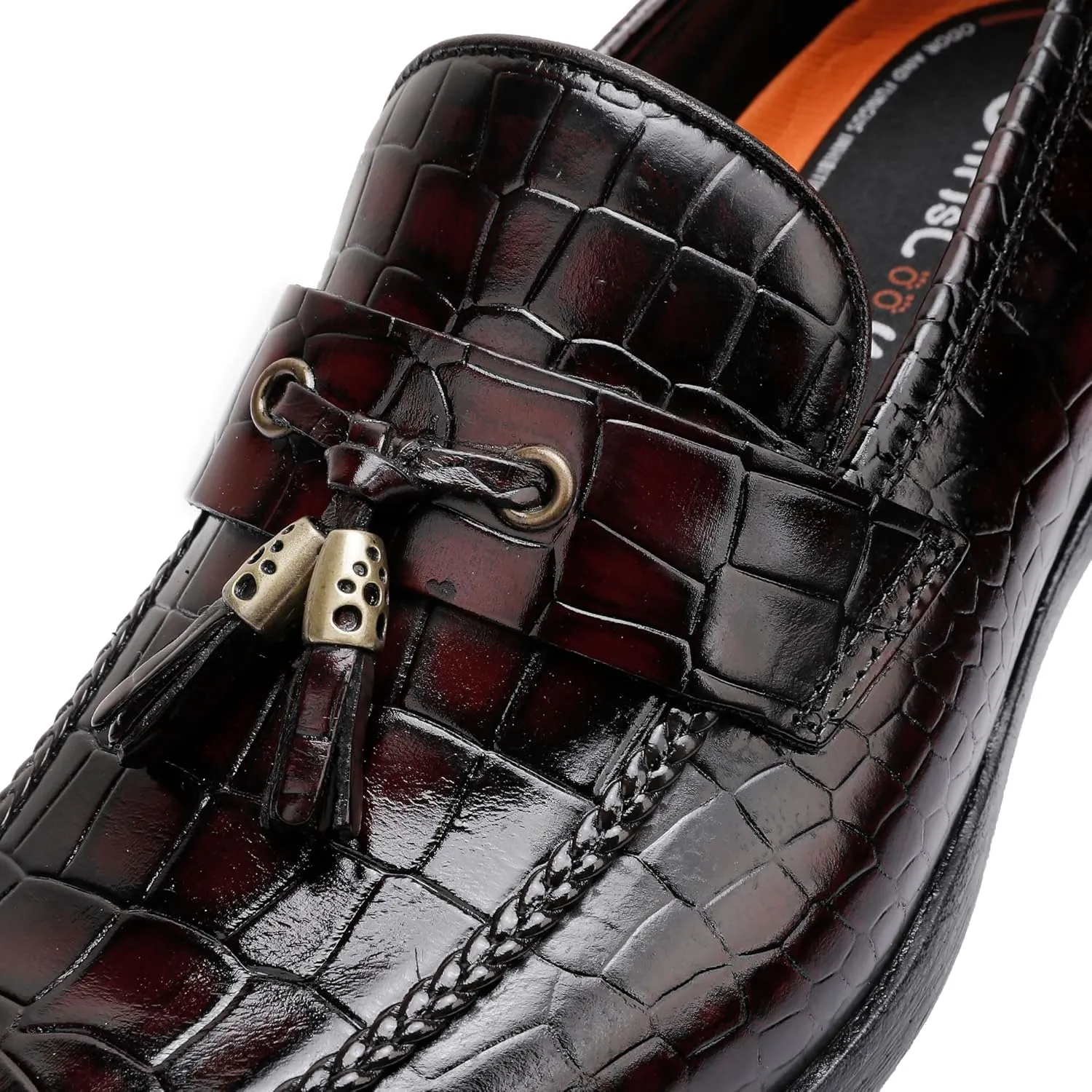 Tassel Loafers for Men, Crocodile Pattern Dress Shoes with Tassel Casual Classic Penny Loafers
