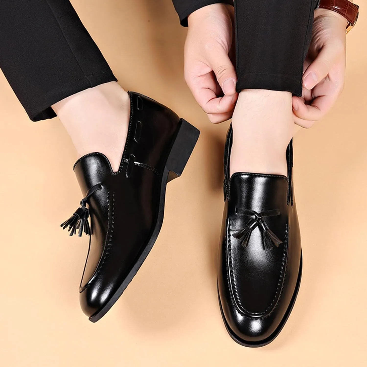 Tassel Loafers Men Fashion Slip on Dress Shoes Driving Flats Comfy Lightweight Workout Shoe Black Brown Hiking Party Footwear