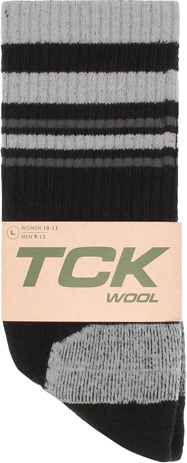 TCK Merino Wool Socks for Men & Women for hiking, hunting, mountain biking - crew length for boots