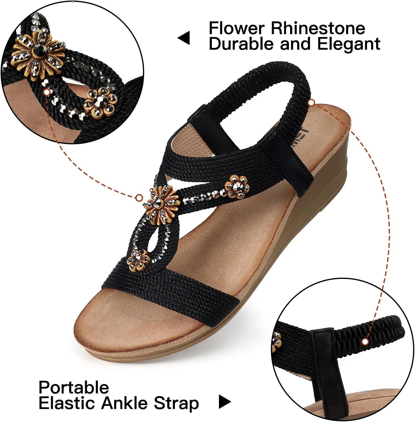 TEMOFON Womens Sandals Wedge Low: Wedge Sandal Women Dressy Summer