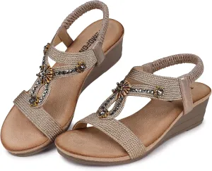 TEMOFON Womens Sandals Wedge Low: Wedge Sandal Women Dressy Summer
