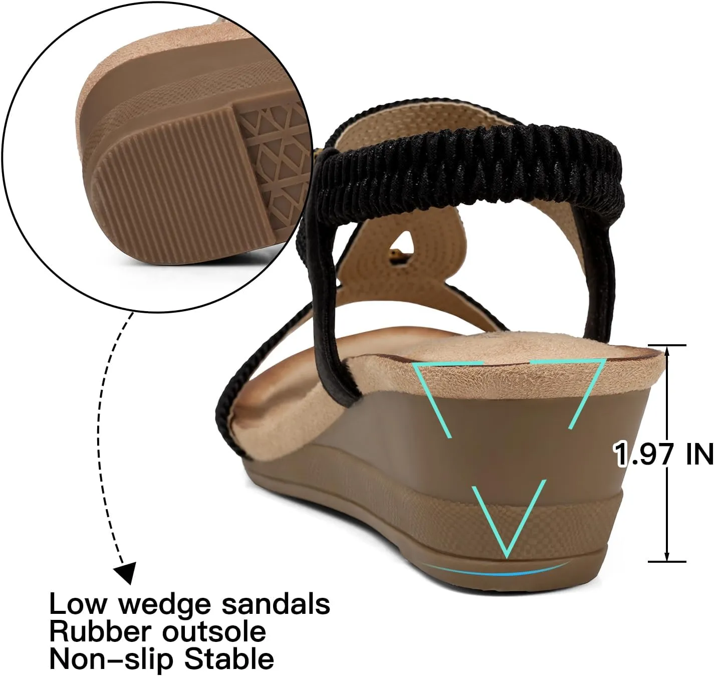 TEMOFON Womens Sandals Wedge Low: Wedge Sandal Women Dressy Summer