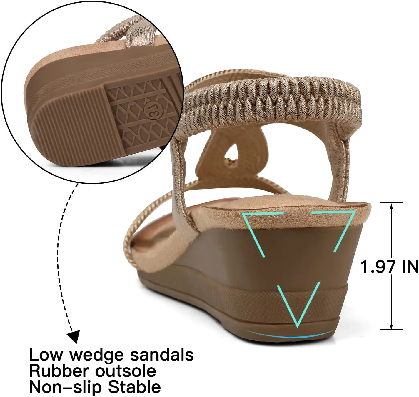 TEMOFON Womens Sandals Wedge Low: Wedge Sandal Women Dressy Summer