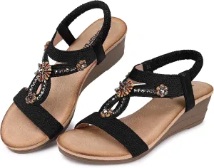 TEMOFON Womens Sandals Wedge Low: Wedge Sandal Women Dressy Summer