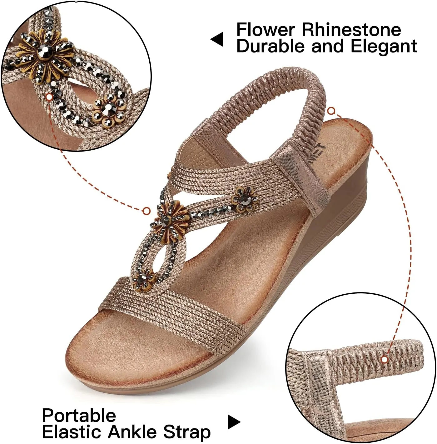 TEMOFON Womens Sandals Wedge Low: Wedge Sandal Women Dressy Summer