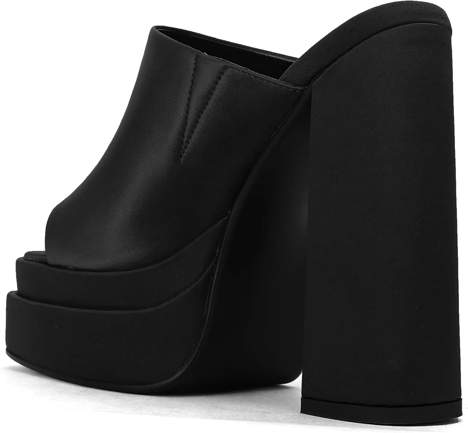 THESHY Women's Platform Chunky Block Heel Peep Toe Sandals Satin Slip on Wedge Heeled Sandals Fashion Mules for Women