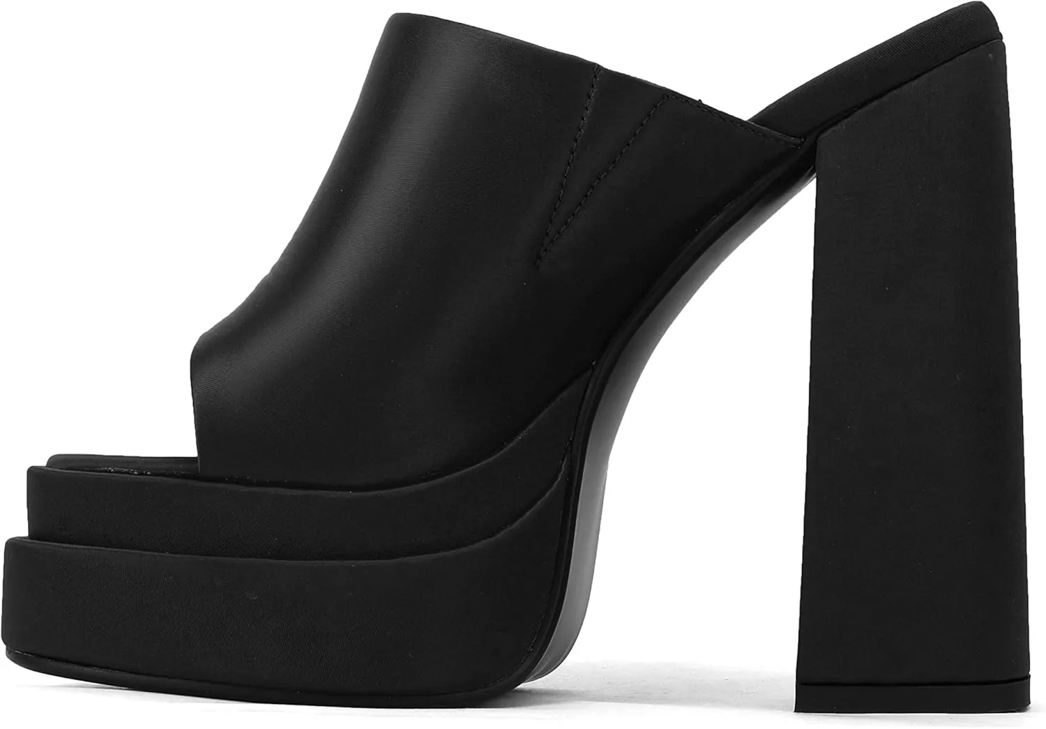 THESHY Women's Platform Chunky Block Heel Peep Toe Sandals Satin Slip on Wedge Heeled Sandals Fashion Mules for Women