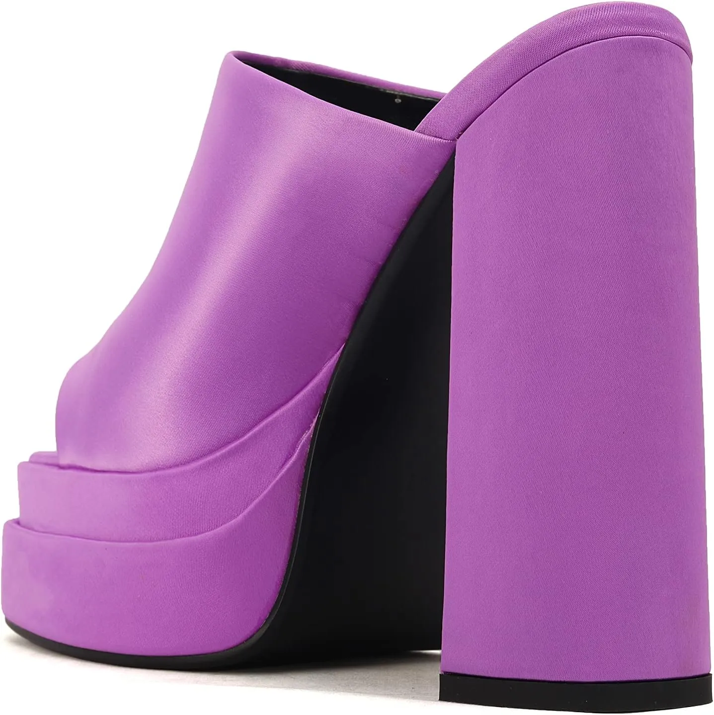 THESHY Women's Platform Chunky Block Heel Peep Toe Sandals Satin Slip on Wedge Heeled Sandals Fashion Mules for Women