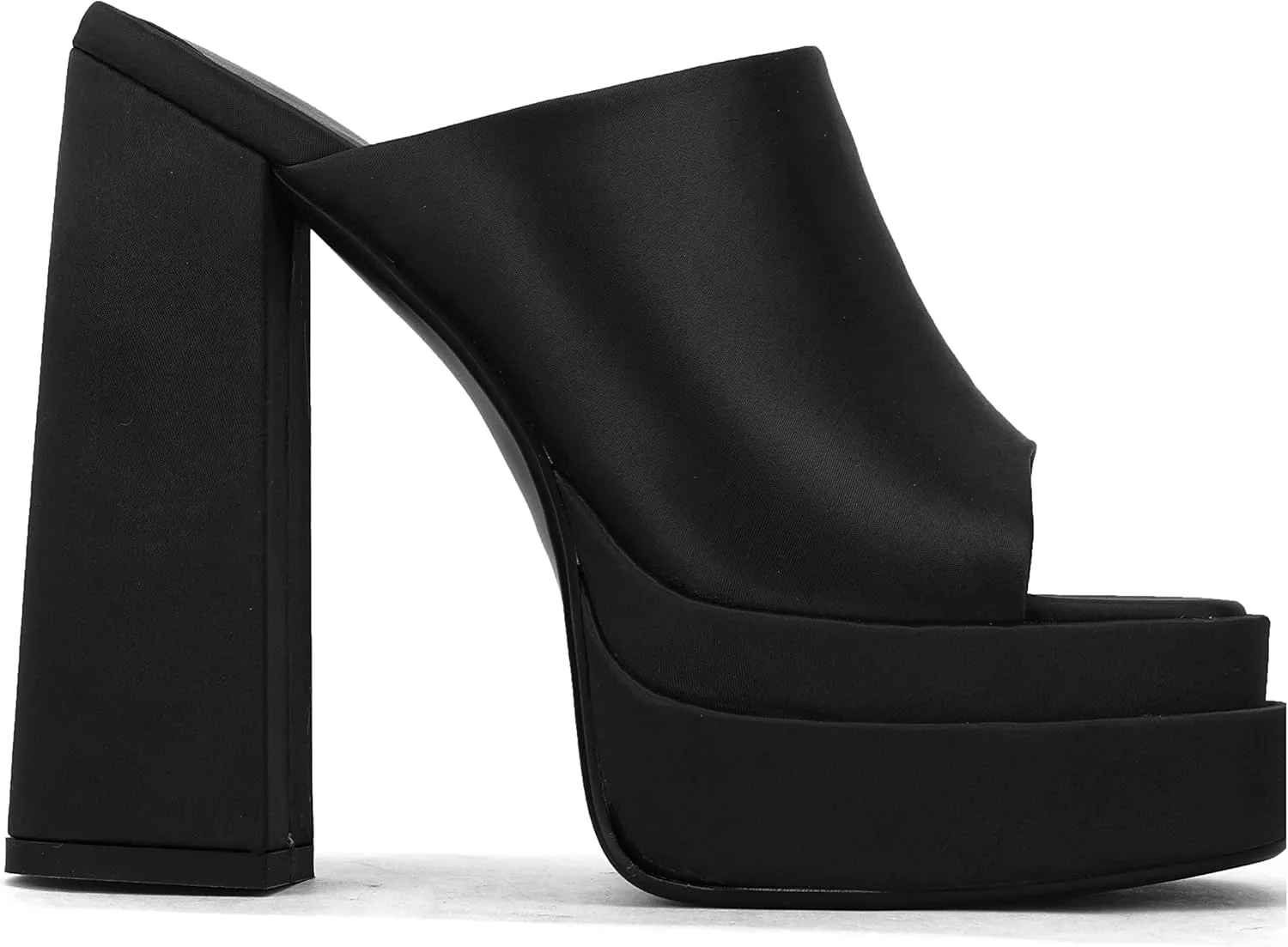 THESHY Women's Platform Chunky Block Heel Peep Toe Sandals Satin Slip on Wedge Heeled Sandals Fashion Mules for Women