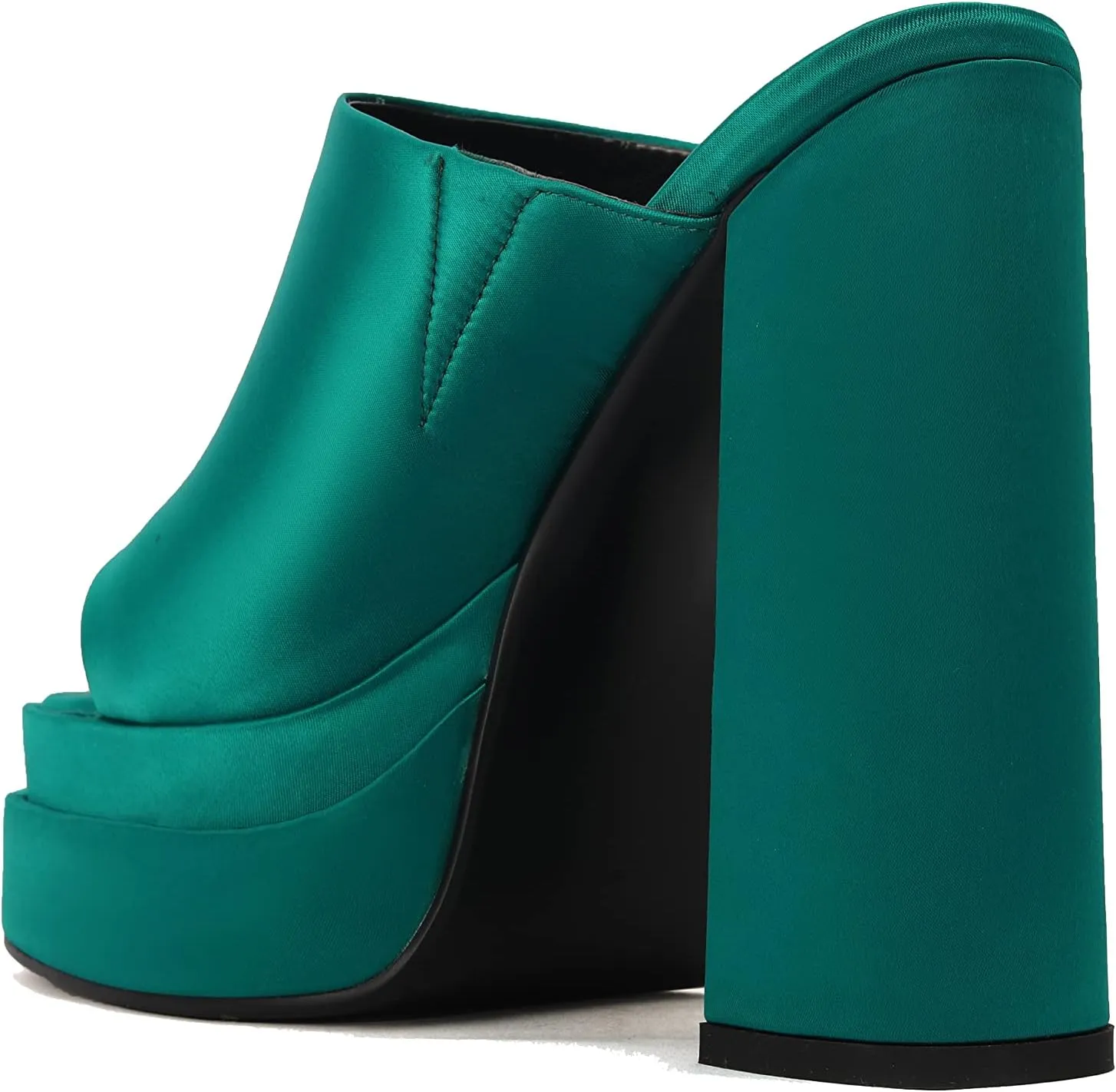 THESHY Women's Platform Chunky Block Heel Peep Toe Sandals Satin Slip on Wedge Heeled Sandals Fashion Mules for Women