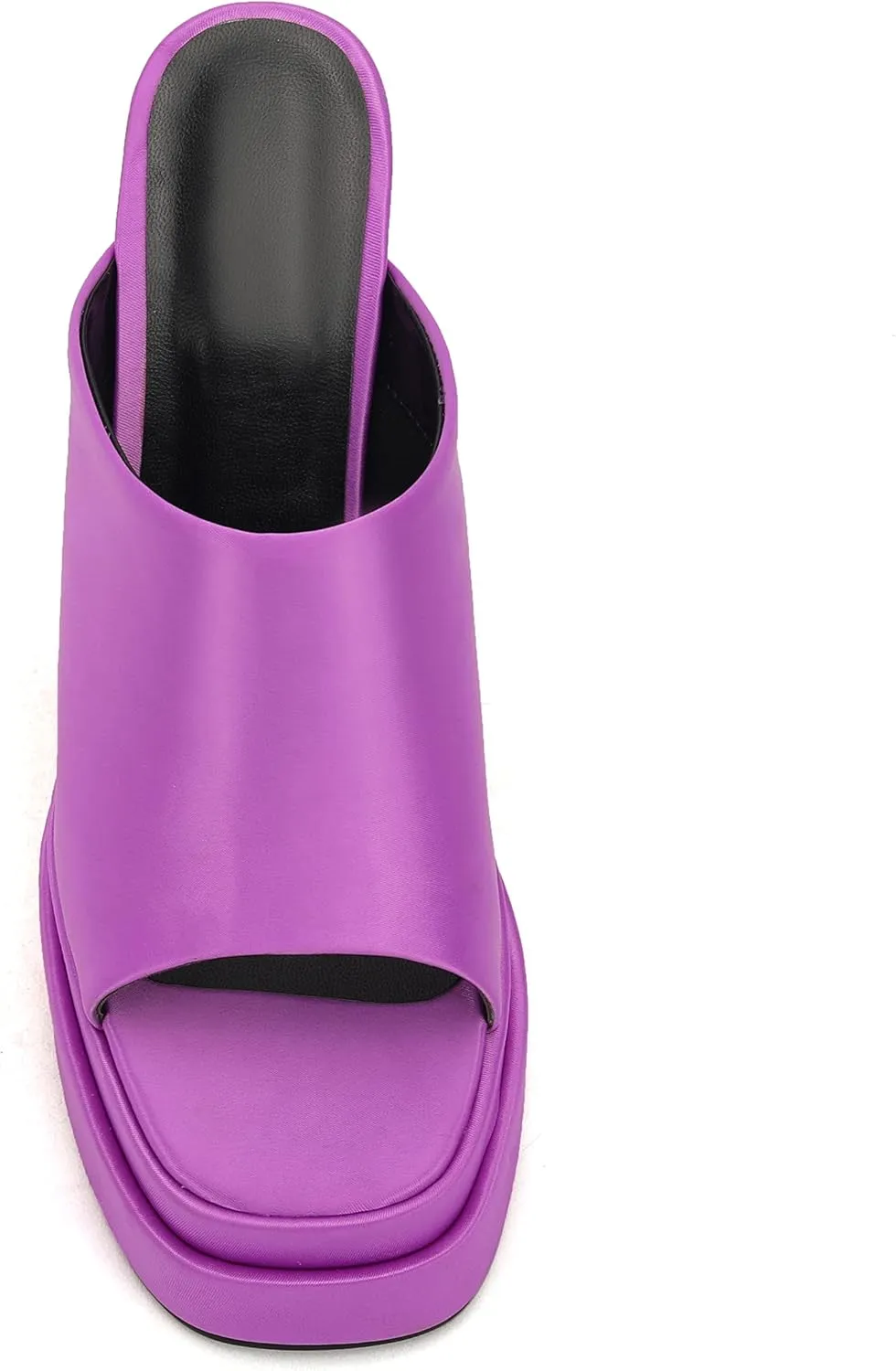 THESHY Women's Platform Chunky Block Heel Peep Toe Sandals Satin Slip on Wedge Heeled Sandals Fashion Mules for Women