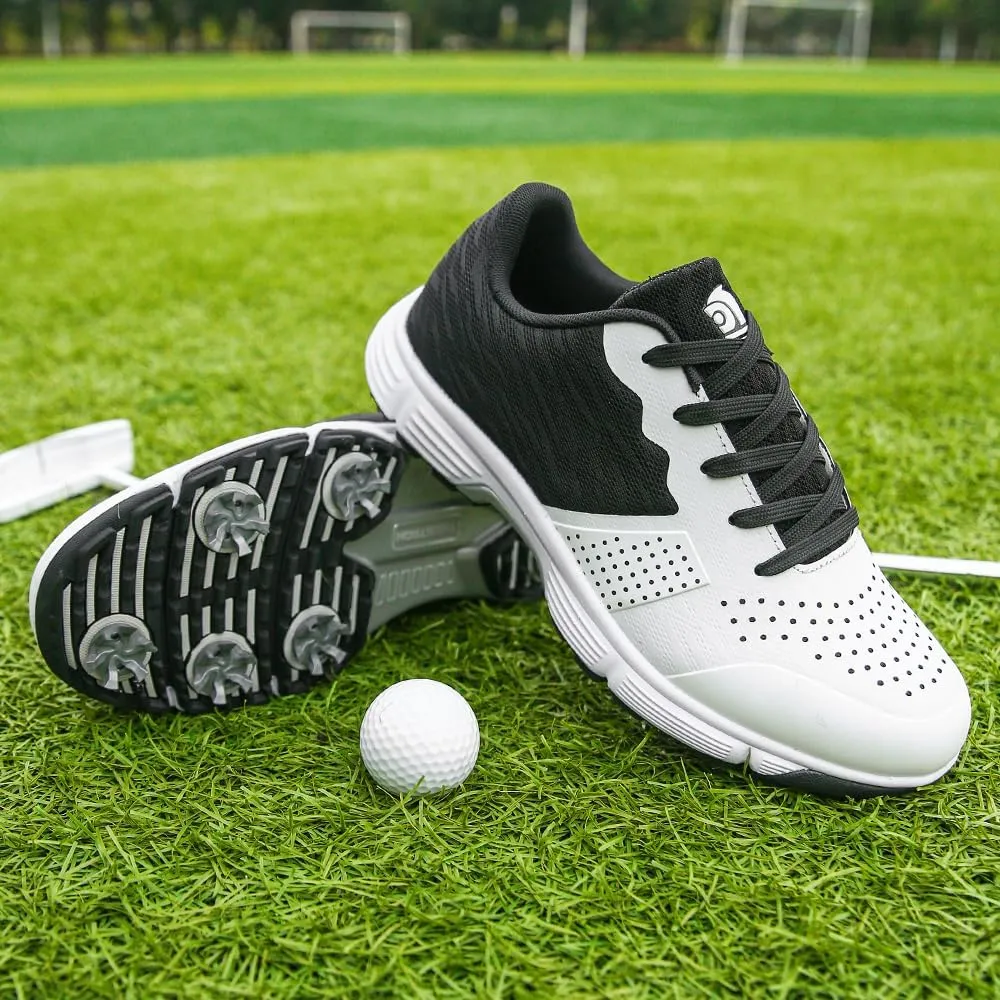 THESTRON Professional Golf Shoes for Men 7 Spikes Non-Slip Outdoor Golf Sport Training Sneakers Mens Comfortable Sport Shoes for Golfing Size 7-15