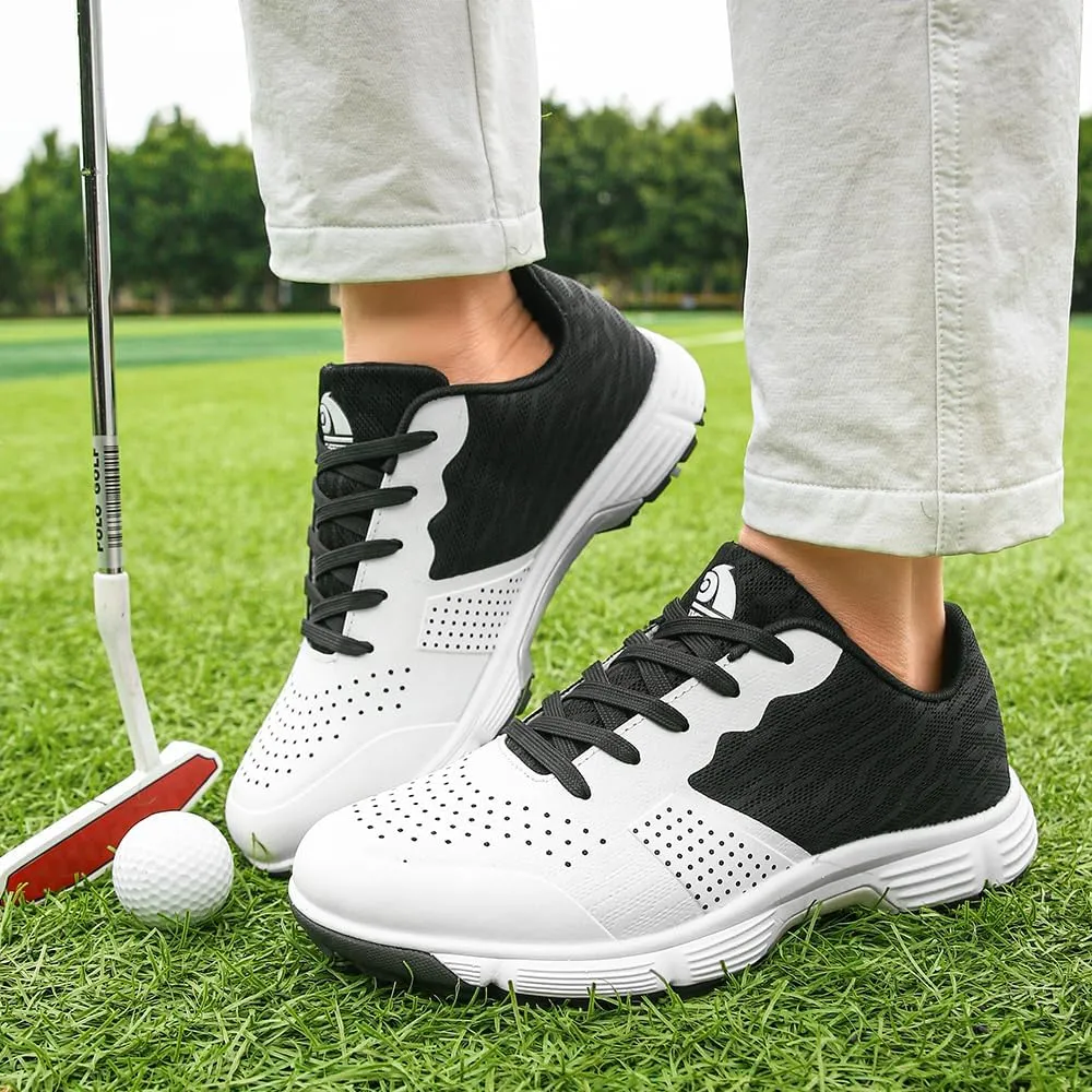 THESTRON Professional Golf Shoes for Men 7 Spikes Non-Slip Outdoor Golf Sport Training Sneakers Mens Comfortable Sport Shoes for Golfing Size 7-15