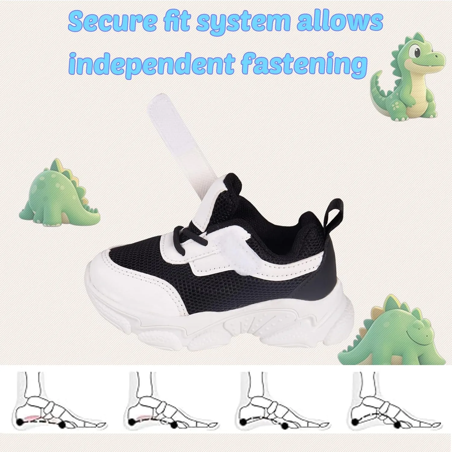 Toddler Baby Girls Boys Tennis White Walking Barefoot Slip on Shoes 18-24 Months Size 5 Wide Toe Box Summer Soft Sole Flexible Dinosaur Cheer Shoes Breathable Outdoor Soccer Rubber Sneakers