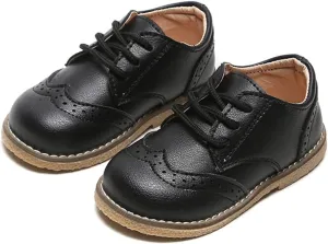 Toddler Boys Girls Dress Shoes Brown Black Leather Loafers Wedding Oxford Shoes Uniform School Flat Shoes