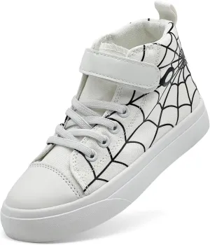 Toddler Boys Girls Shoes Kids High Top Canvas Sneakers Hook and Loops Lightweight Cartoon Casual Sneakers Walking Shoes