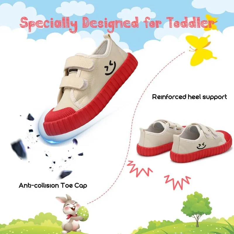 Toddler Boys Girls Slip On Canvas Sneakers Cartoon Dinasour Printed Little Kid Unisex Adjustable Strap Walking Shoes Lazy Shoes with Hook and Loops