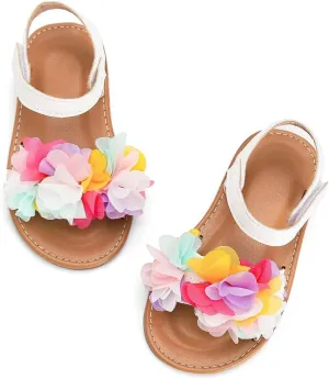 Toddler Girls Sandals Open Toe Summer Flats Flower Girl Dress Shoes for Baby Little Kids