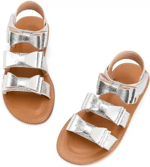 Toddler Girls Sandals Open Toe Summer Flats Flower Girl Dress Shoes for Baby Little Kids
