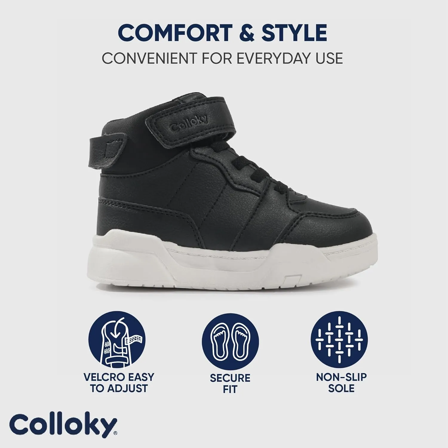 Toddler Sneakers for Boys - Lightweight Shoes with Soft Soles & Adjustable Strap, Arch Support & Breathable Design - Washable Shoes