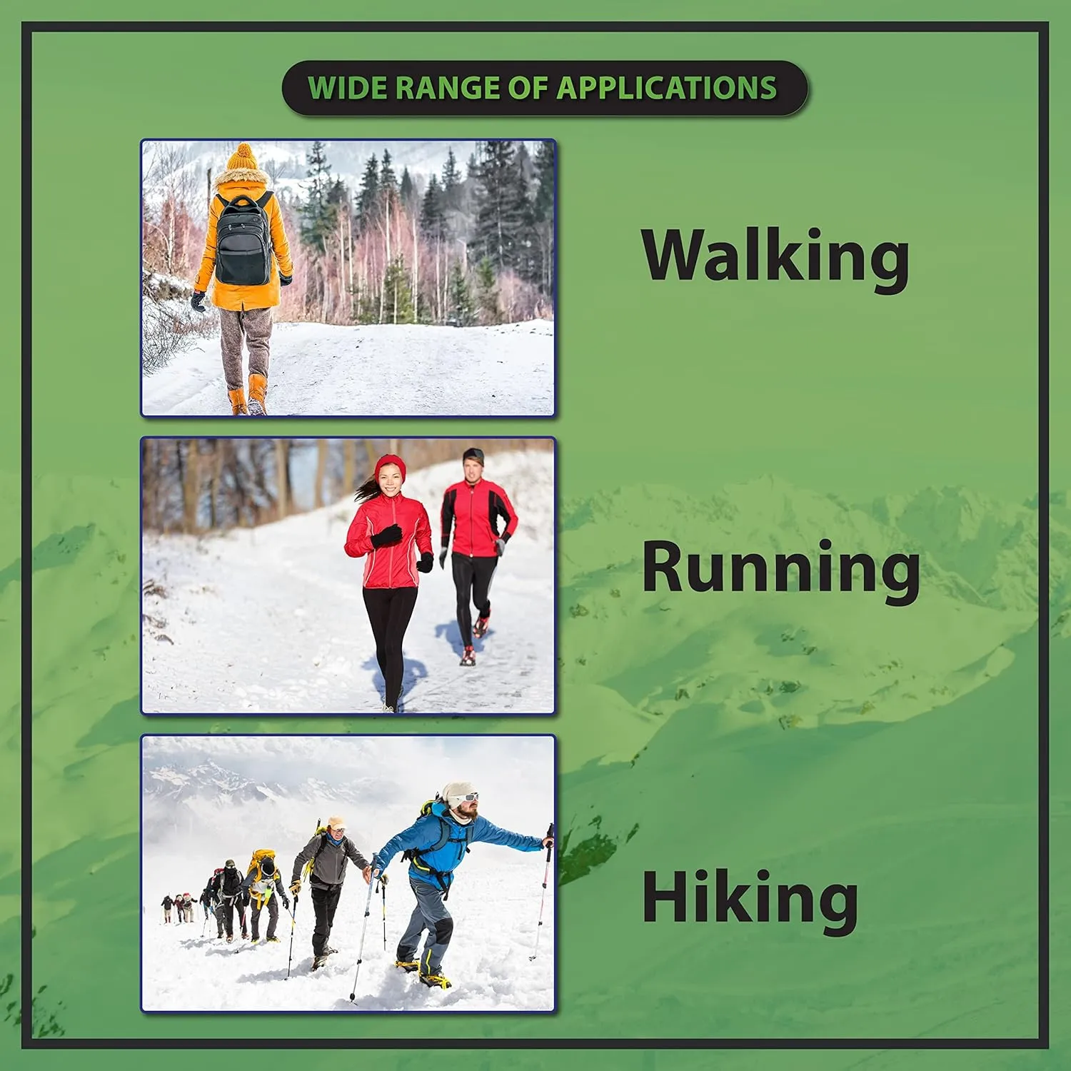 Trail Spikes Crampons Ice Grips for Hiking - Winter Shoes/Boots with 14 Stainless Steel Spikes, Anti-Slip Traction Cleats for Snow Ice Walking Climbing Mountaineering
