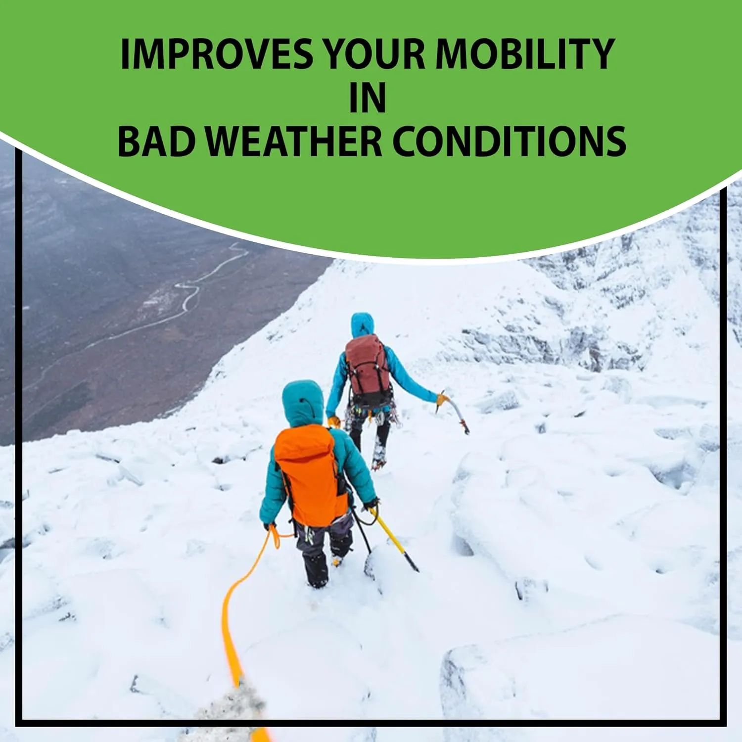 Trail Spikes Crampons Ice Grips for Hiking - Winter Shoes/Boots with 14 Stainless Steel Spikes, Anti-Slip Traction Cleats for Snow Ice Walking Climbing Mountaineering