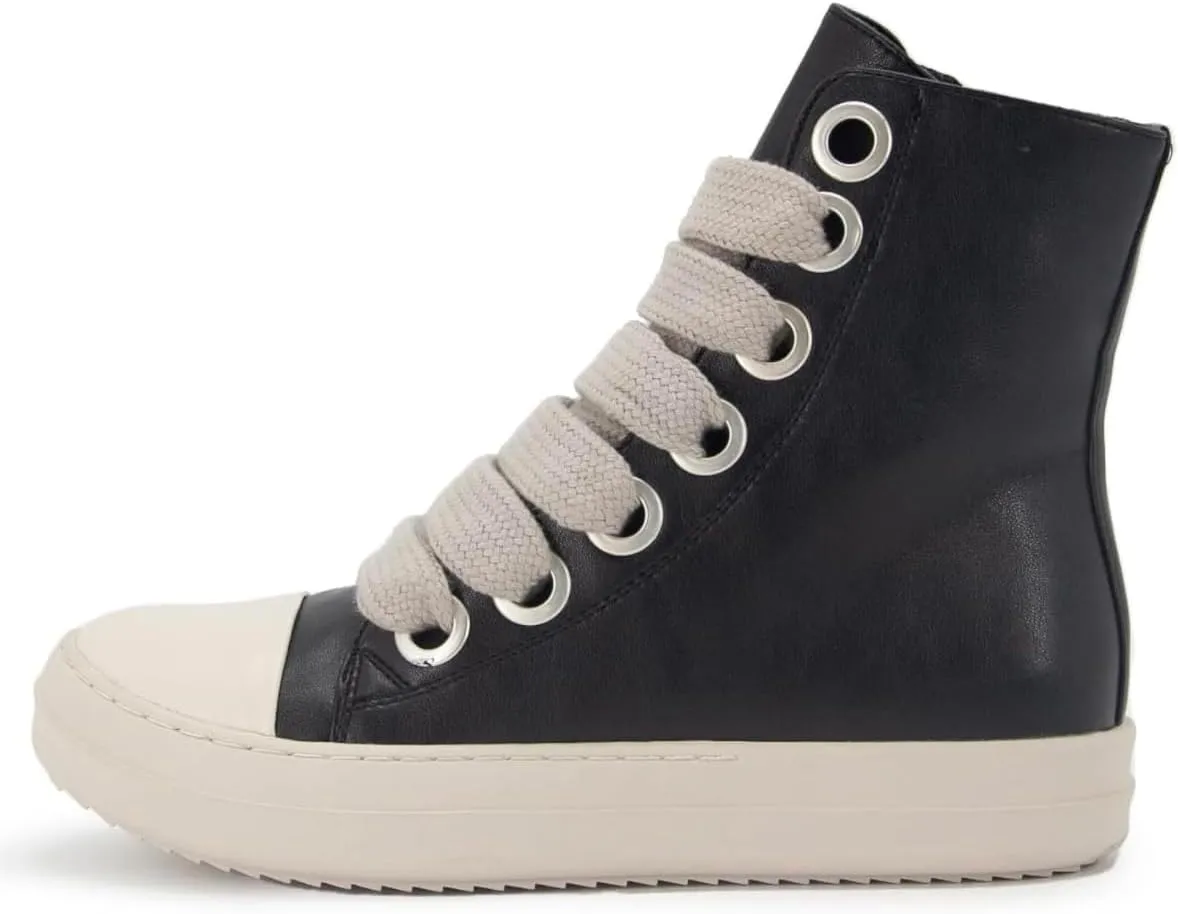 Trendy High Top Platform Sneakers for Women Breathable PU Leather Trainer Sneakers, Comfortable, Lighweight and Stylish. Sizes 6-13.