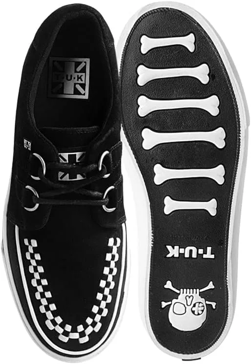 T.U.K. Suede Creeper Sneaker Shoes for Women and Men, White Sole, Interlace, D Ring Lace Up Shoes