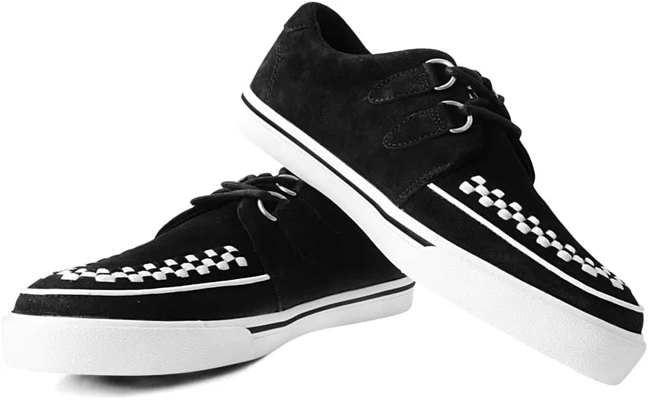 T.U.K. Suede Creeper Sneaker Shoes for Women and Men, White Sole, Interlace, D Ring Lace Up Shoes