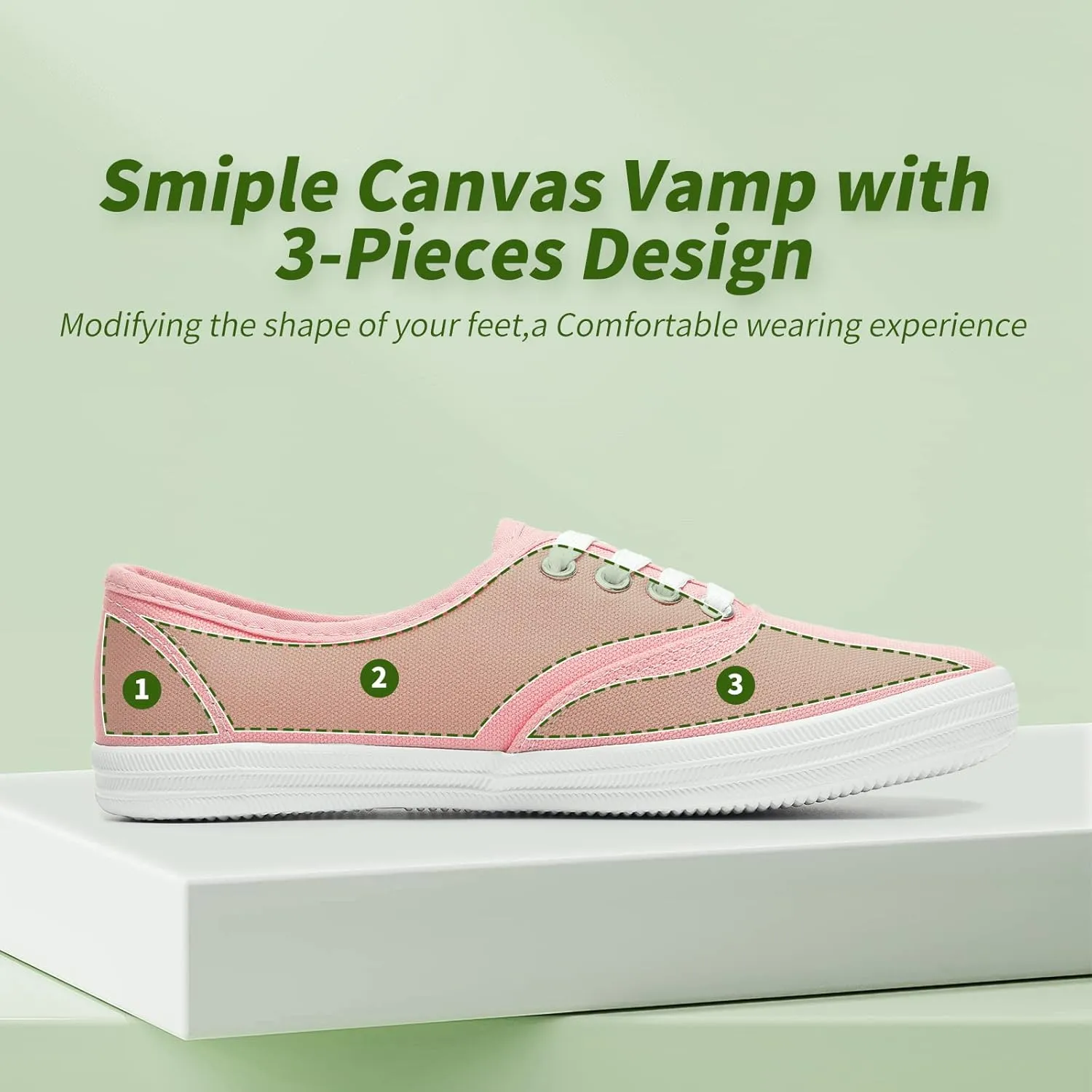 TUOPIN Womens White Canvas Sneakers Low Top Lace-up Canvas Shoes Lightweight Casual Tennis Shoes